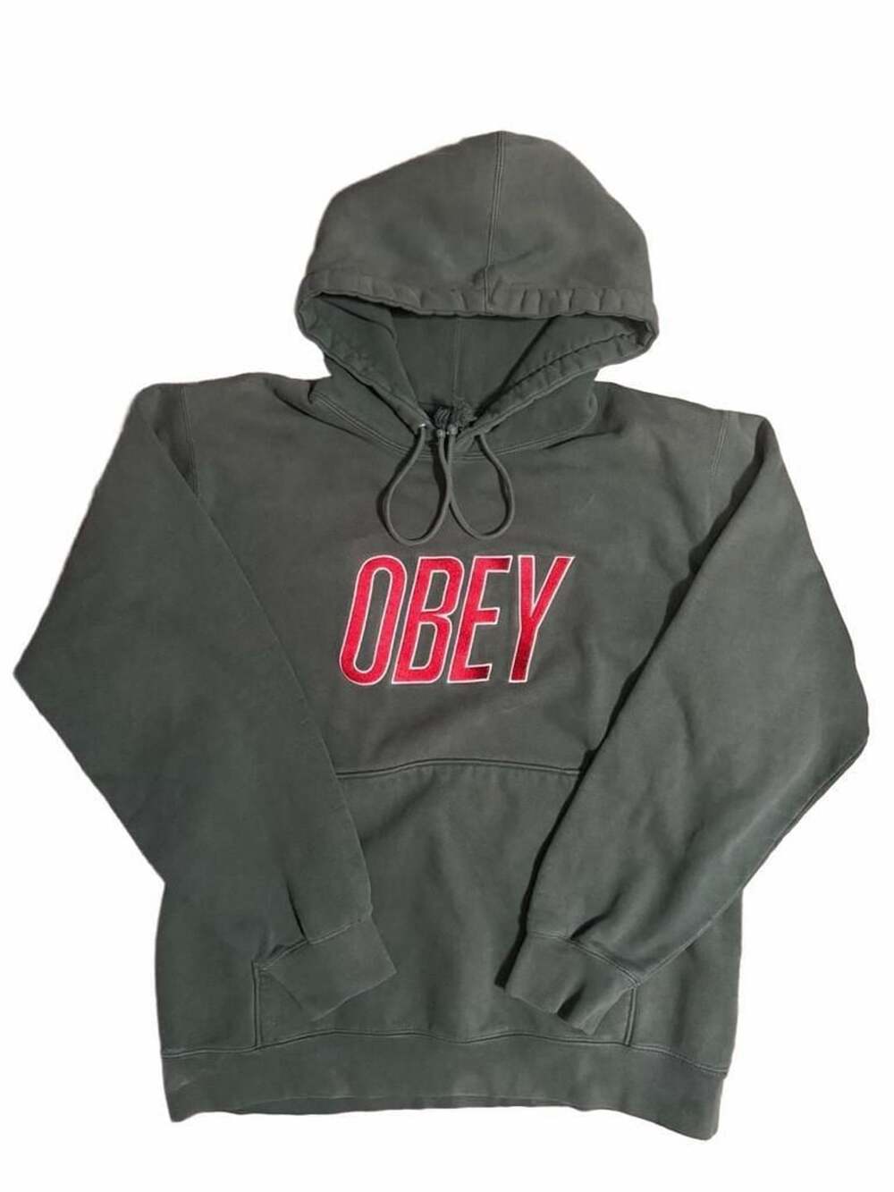 Obey Graphic Logo Pullover Green Hoodie Size M